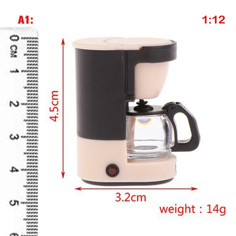 ماكينة القهوة الصغيرة دمية 1/12 مقياس للديكور ألعاب إبداعية الوردي