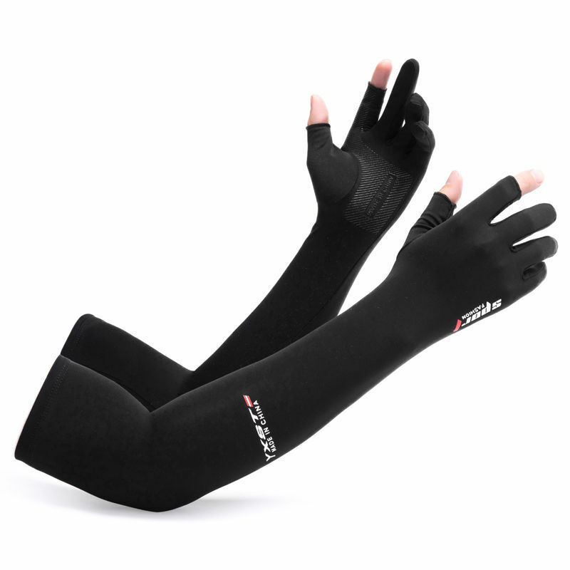 2 قطعة غطاء للذراع الصيف الجليد كول الرجال النساء تشغيل الدراجات الصيد الرياضة دراجة قفازات 5-الإصبع الكفة الشمس UV حماية
