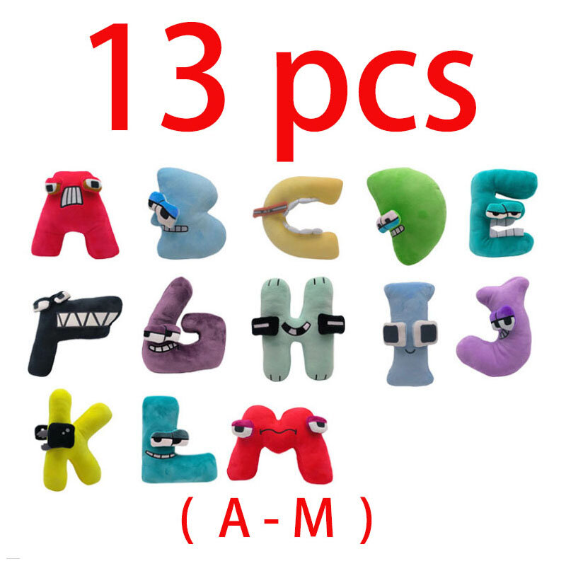 لعبة جديدة من القطيفة على شكل حرف أبجدي دمية أنيمي 26 حروف إنجليزية ألعاب محشوة للأطفال أرقام من لعبة مونتيسوري 0-9 هدايا من القطيفة