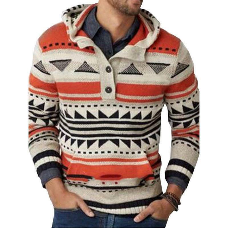 Men Autumn Sweater Coat Fashion Geometric Pattern Knitted Cardigan Outwear Men Zipper Vintage Sweater Coats Warm Winter Jumper