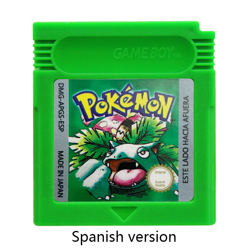 سلسلة البوكيمون النسخة الاسبانية 16 بت GBC لعبة كاسيت الكلاسيكية الأحمر الأخضر كريستال الفضة ل GBC لعبة فيديو خرطوشة وحدة التحكم