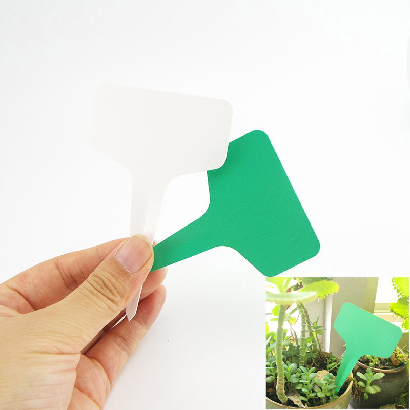 50 قطعة حديقة النباتات تسميات تصنيف فرز العلامة تذكرة البلاستيك الكتابة ألواح مسطحة المكونات في بطاقة أبيض أخضر علامة 10*6 سم