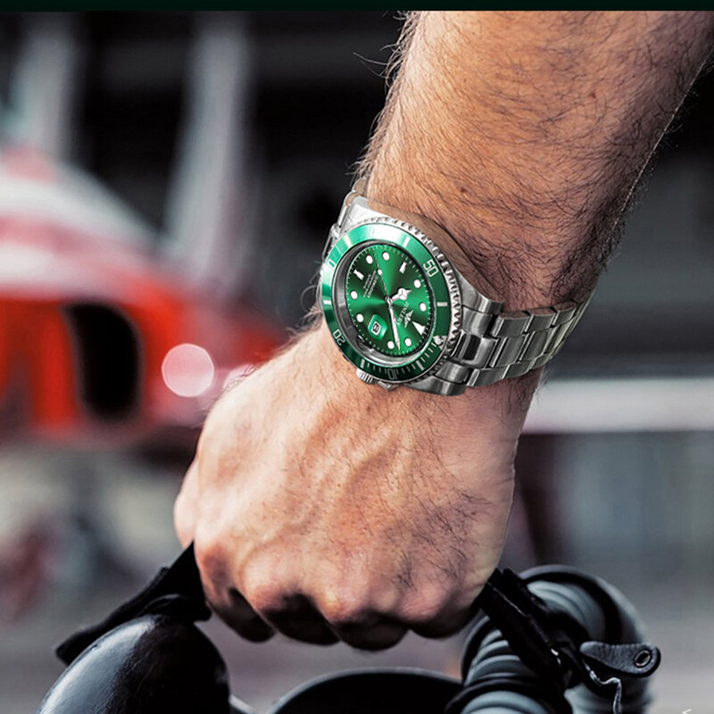 جينليري موضة ساعة فاخرة للرجال التلقائي ساعة ميكانيكية مقاوم للماء ساعات المعصم Relogio Masculino ساعة اليد