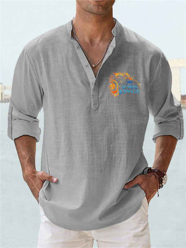 2023 الرجال بلايز فاخرة الاجتماعية الرجال قميص التلبيب زر أسفل قميص عادية بلون مطبوعة كم طويل قميص أعلى