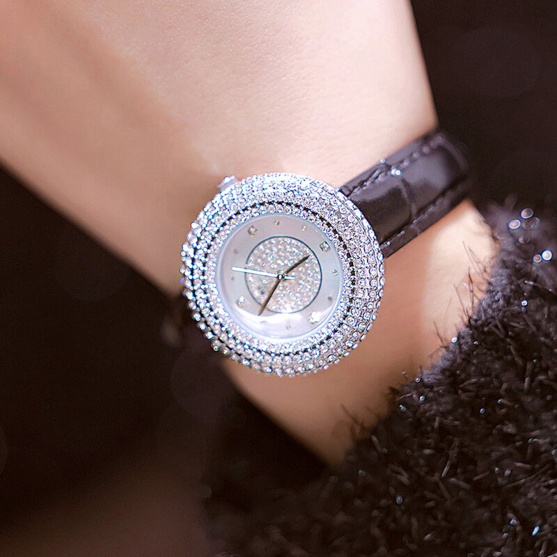 Uالتايلاندية-ساعة كوارتز نسائية مع حزام من الجلد ، مجوهرات الماس الكامل ، سوار مقاوم للماء ، العلامة التجارية الفاخرة ، والأزياء الإناث ، H158 #6