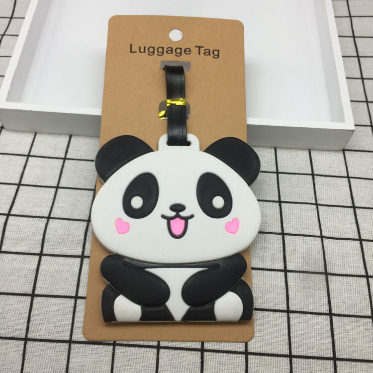 1 PC Travel Accessories Creative Panda Silicone Luggage Tag Women Men Portable Label Suitcase ID Address Holder Baggage Boarding