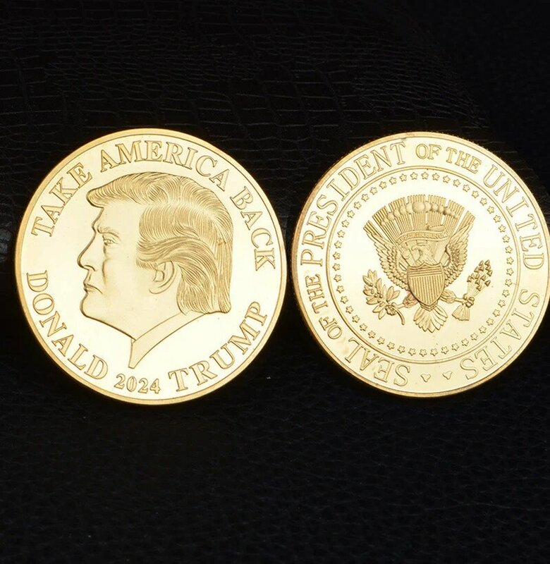 عملة تذكارية من الذهب الأمريكي دونالد ترامب "دونالد 2024 ترامب يأخذ أمريكا إلى الوراء" عملات زخرفية قابلة للجمع