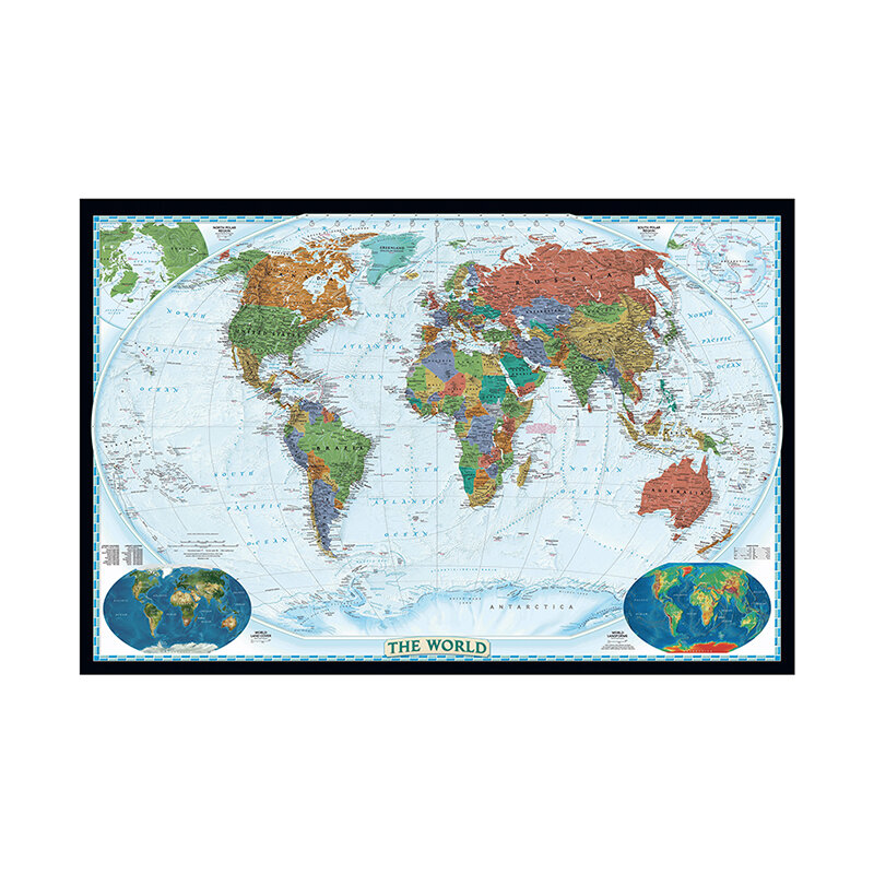 59x42 سنتيمتر الرجعية منتظم خريطة العالم بدون العلم الوطني قماش طوي الجدار ملصق ديكور اللوحة اللوازم المدرسية #2