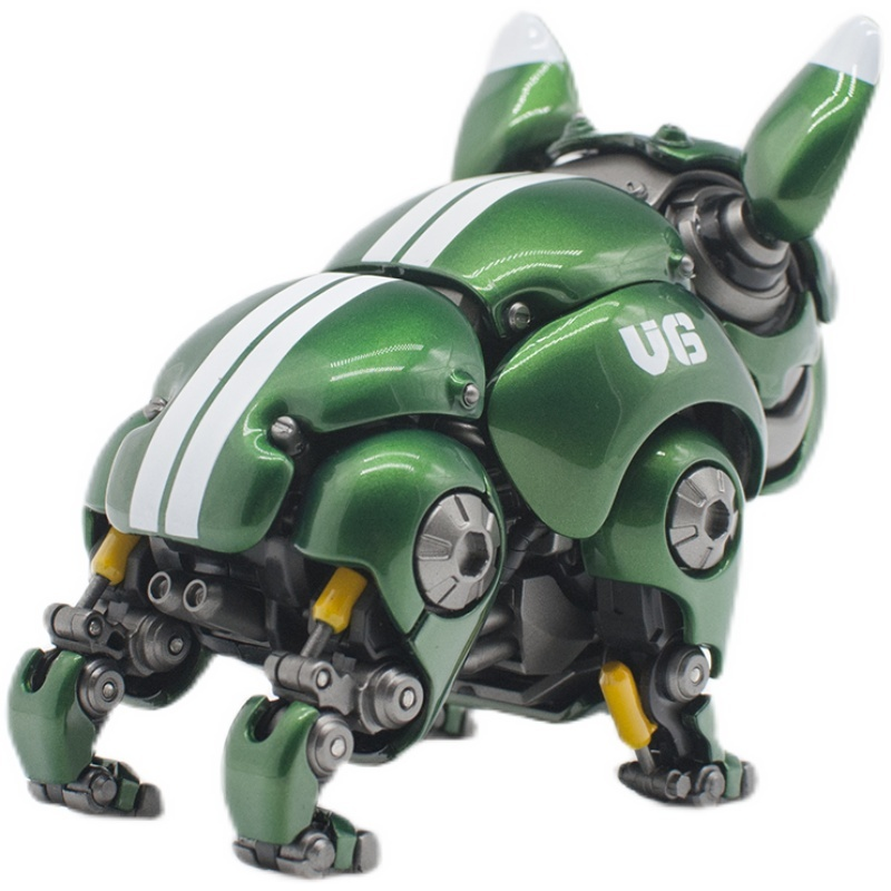 HWJ محول الميكانيكية البلدغ أنيمي تمثال ramالأحمر الأخضر روبوت الكلب عمل الشكل الأطفال ألعاب جنسية ديكور المنزل سيارة