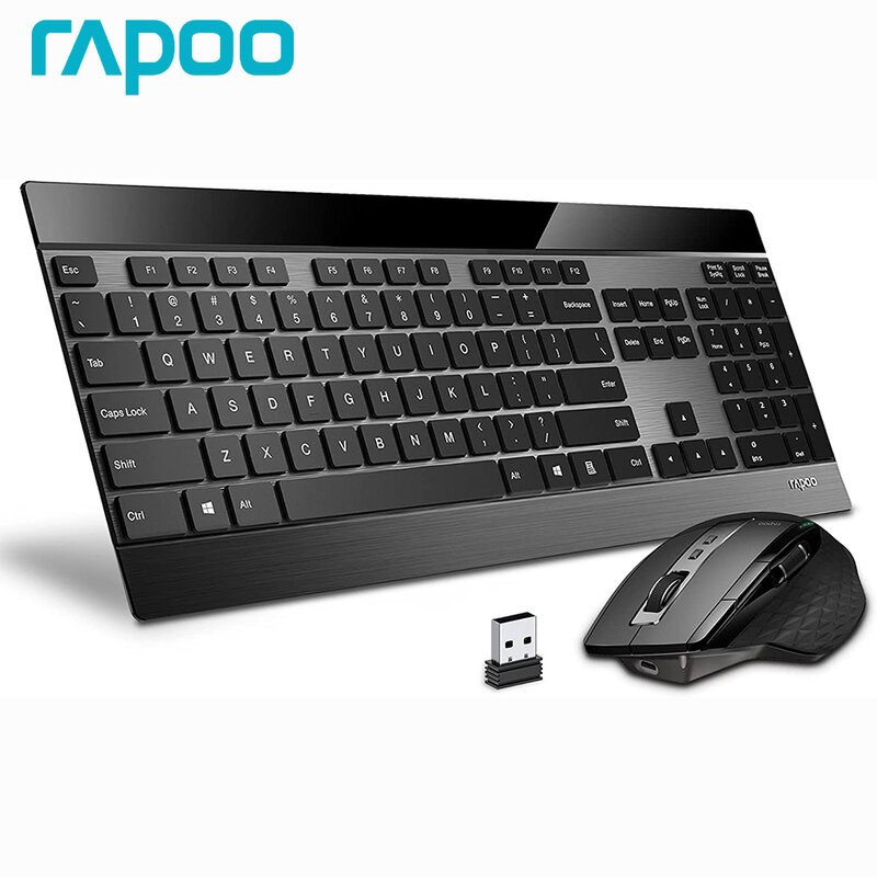 Rapoo 9900M متعدد وضع بلوتوث اللاسلكية لوحة مفاتيح وماوس كومبو ربط ما يصل إلى 4 أجهزة فائقة النحافة لوحة المفاتيح والماوس الليزر