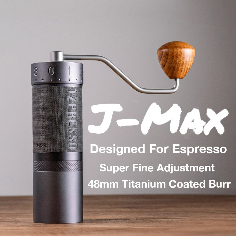 1ZPRESSO J-MAX دليل القهوة طاحونة اليد مطحنة 48 مللي متر التيتانيوم المغلفة لدغ مصممة ل إسبرسو مع تعديل خارجي فريد