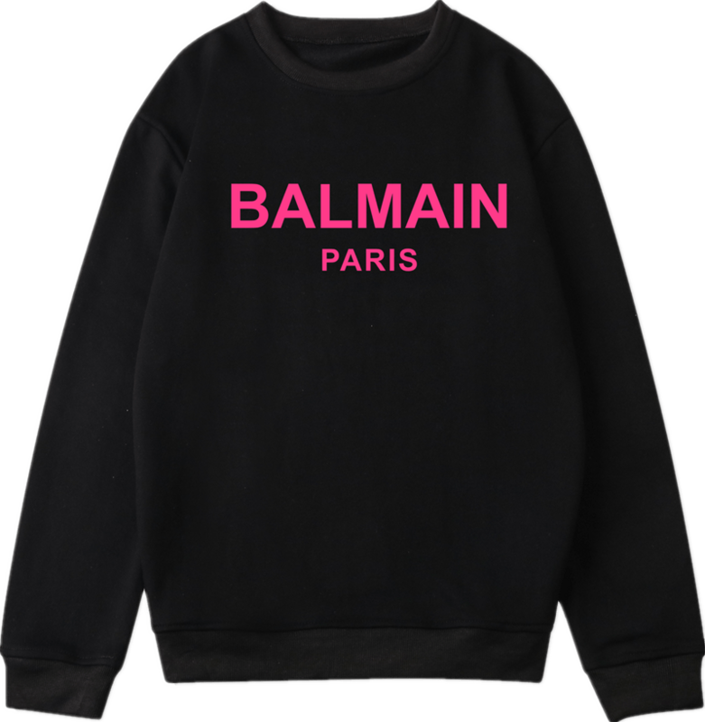 Balmain Unisex Letter Printed Long Sleeve Crew Neck Pullover All-match Men's And Women's Sweatshirts S-4XL
