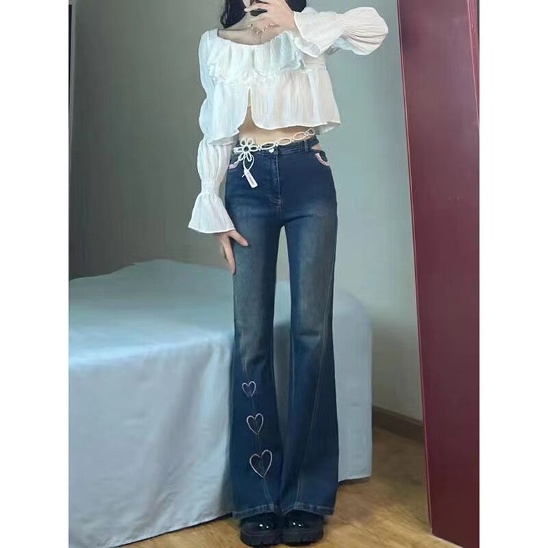 Y2K المرأة خمر الشارع الشهير الكورية مستقيم السيدات البضائع الجينز السراويل عالية الخصر سراويل جينز فضفاضة الجنية الجرونج Alt الملابس