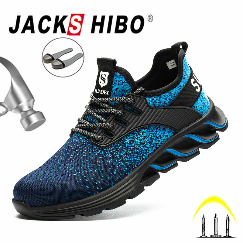 Jackshibo Steel Toe Shoes for Men Women Safety Indestructible Work Shoes Lightweight Breathable Composite Toe Sneakers
