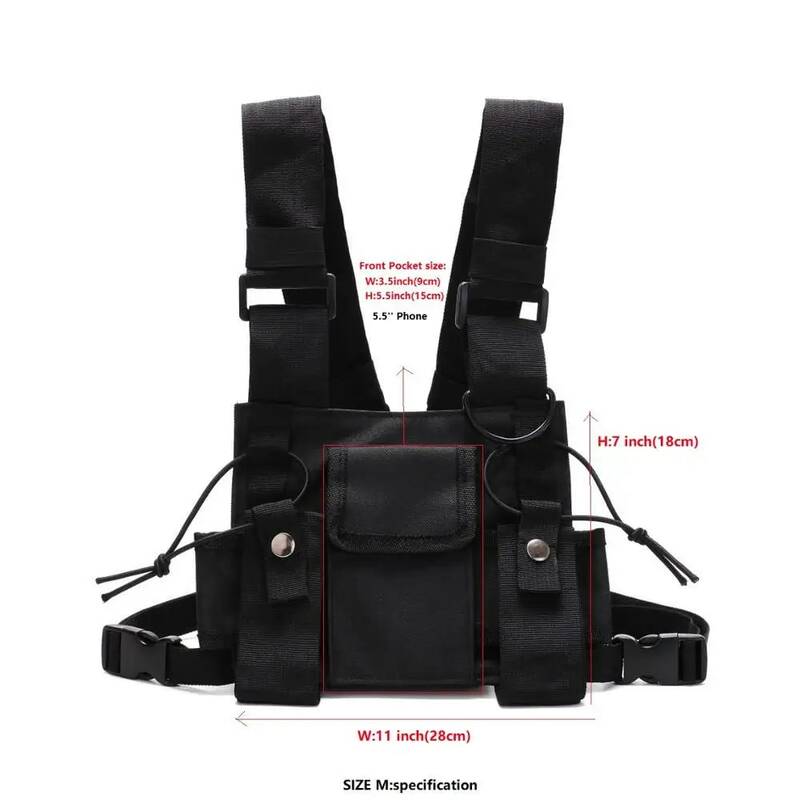 Universal Two-Way Radio Case Harness Chest Rig Bag Tactical Hip Hop Streetwear Functional Vest Pocket Front Pack Pouch Holster #4