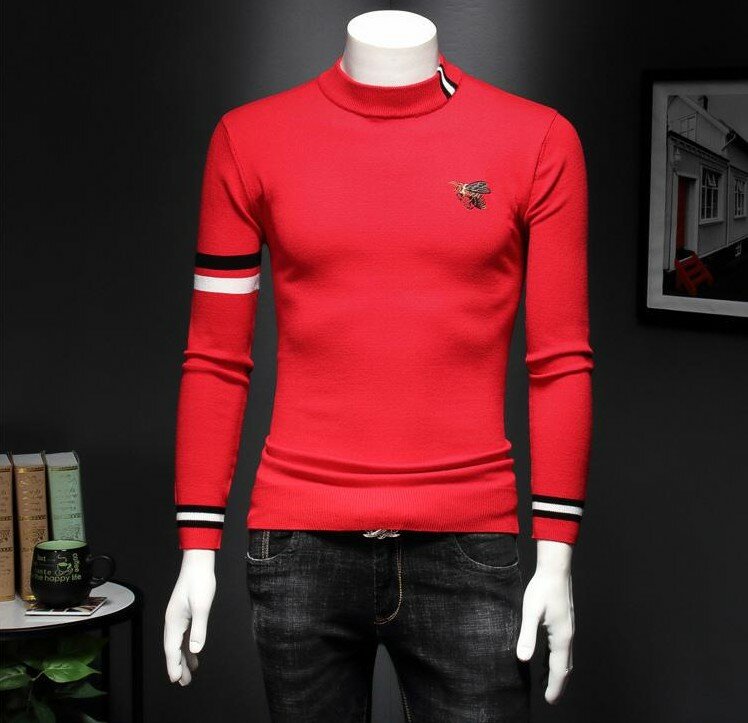 New 2022 Men Luxury gentleman Cotton embroidery Bee Striped Casual Sweaters pullover Asian Plug Size High quality Drake #M100 #2