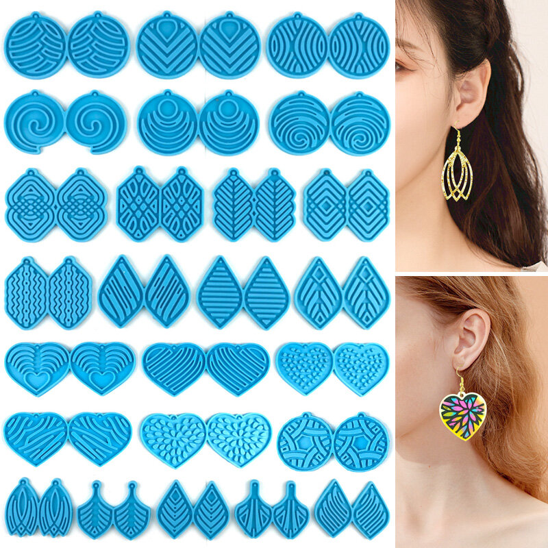 2022 New / Striped Round Heart Earring Pendant Silicone Mold DIY Jewelry Molds for Resin Casting Handicraft Epoxy Resin Mold