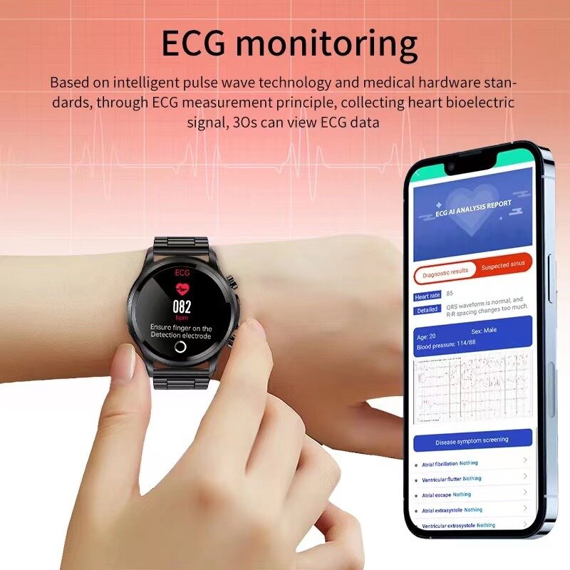 2022 جديد ECG + PPG ساعة ذكية رجالية Heatlh الدم الجلوكوز ضغط الدم اللياقة البدنية ساعة رياضية IP68 مقاوم للماء ساعة ذكية ل شاومي