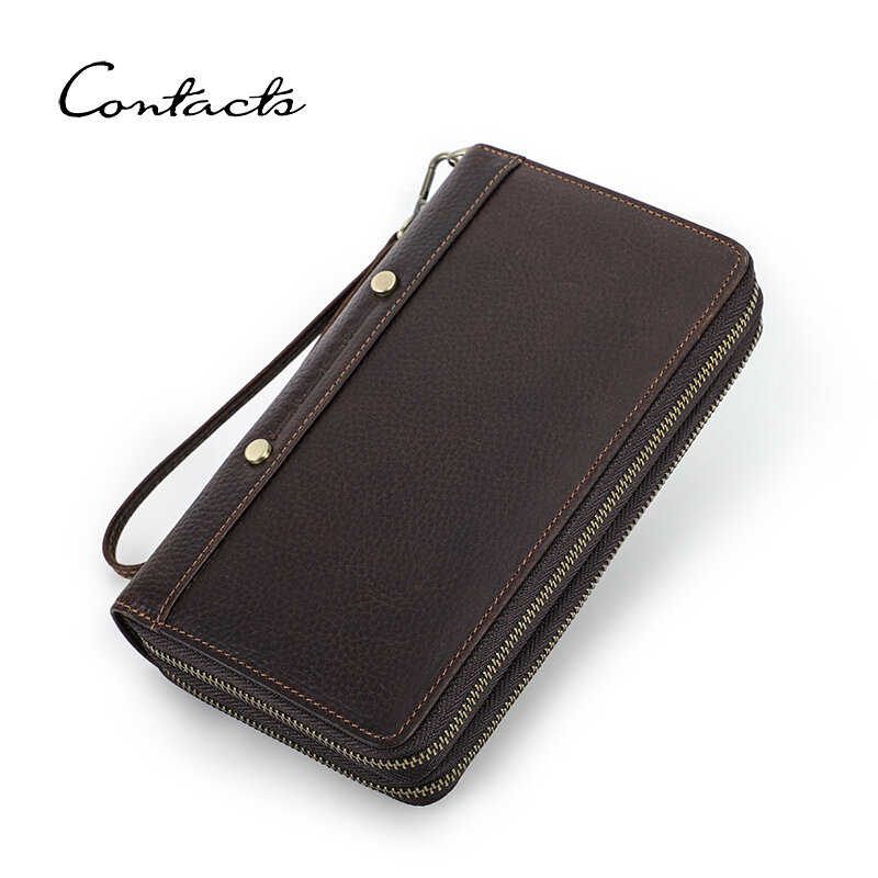 CONTACT'S مخلب محافظ للرجال جلد طبيعي الذكور حقائب محفظة للعملة جواز سفر حافظة للبطاقات أصحاب المال كليب الرجال المحفظة