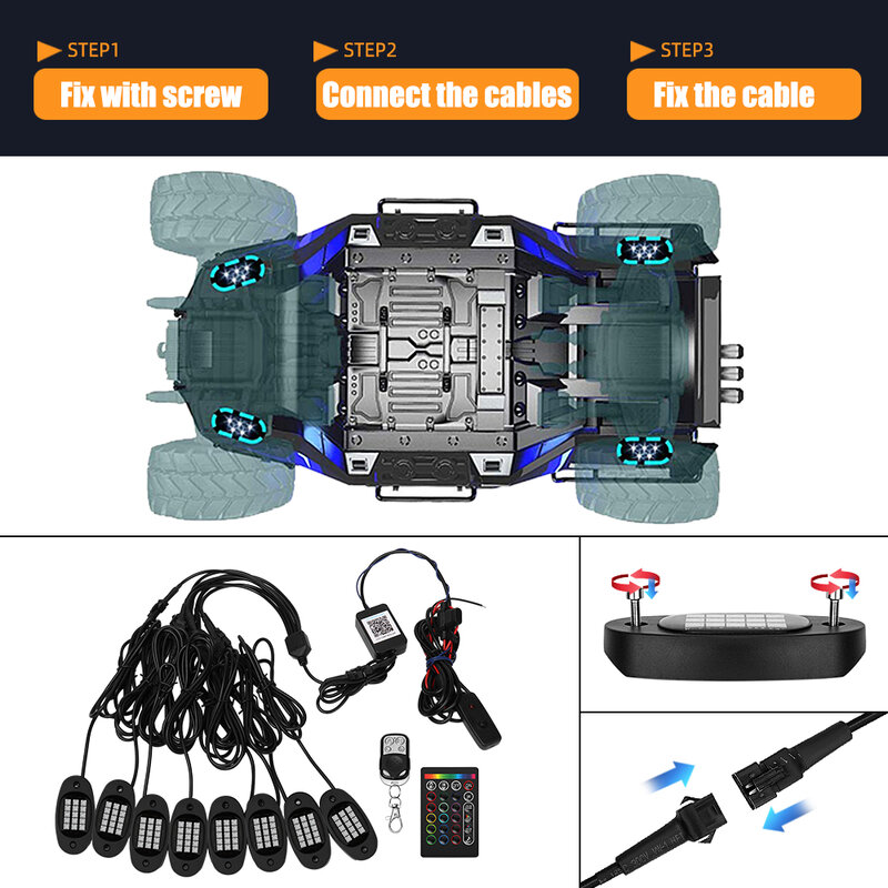 4/6/8/10 القرون LED أضواء الصخور للشاحنات وضع الموسيقى APP التحكم عن بعد النيون طقم الإضاءة تحت توهج ل جيب قبالة الطريق SUV سيارة ATV