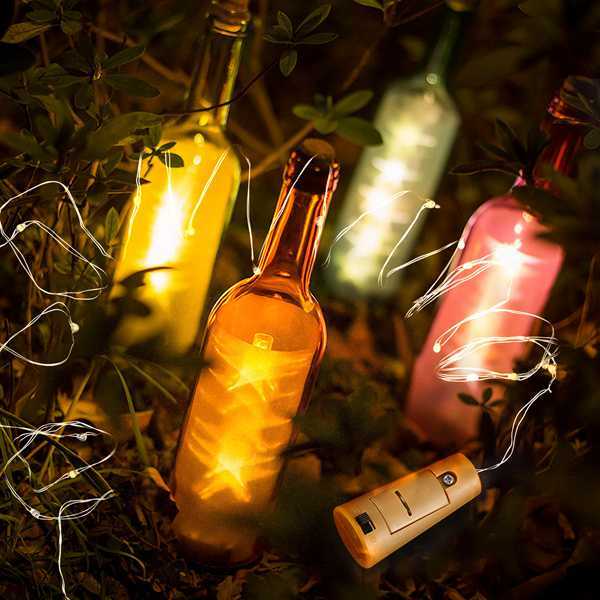 10 حزم بما في ذلك بطارية Led زجاجة نبيذ سدادة مصباح سلك النحاس سلسلة 2 متر 20LED جو ديكور ضوء #4