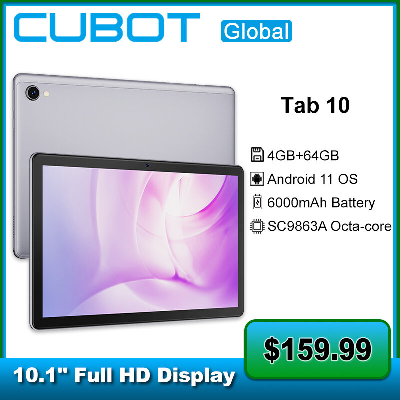 Cubot Tab 10 أقراص الهاتف أندرويد 11OS 10.1 "عرض 6000mAh بطارية 4GB + 64GB 13MP كاميرا خلفية الوجه ID 4G شبكة اللوحي