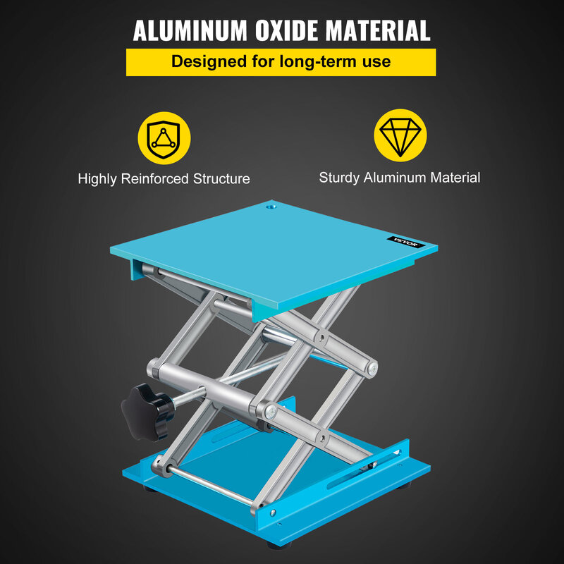 VEVOR 8"X8" Aluminum Laboratory Jack Table Elevator Lab Lifter Platform Height Adjustable Work Bench Carpentry Tools Equipment