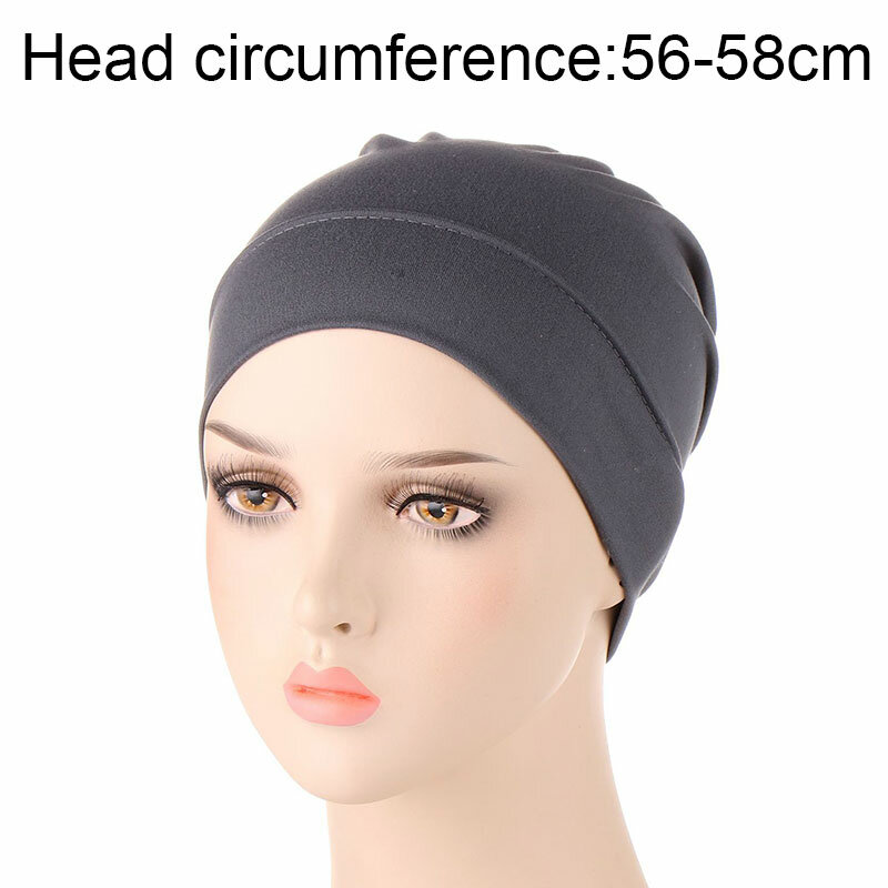 1Pc Women Turban Cap Solid Color Horsetail Cap Fashion Elastic Comfortable Head Wrap Cap Muslim Hat Women Accessories