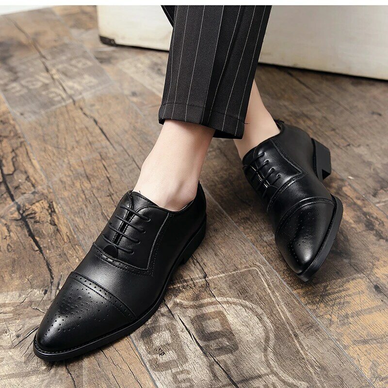 Oxford shoes lace up shoes business formal shoes wedding shoes men's meeting shoes dress shoes Cow Hide groom leather shoes