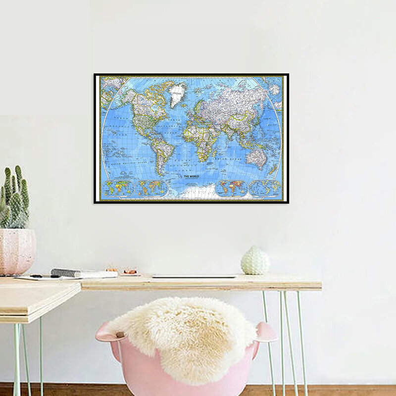 1 قطعة خريطة العالم (1981) 90*60 سنتيمتر خريطة أفقية للعالم ورقة اللوحة ديكور المنزل الجدار ملصق القرطاسية اللوازم المكتبية المدرسية #1