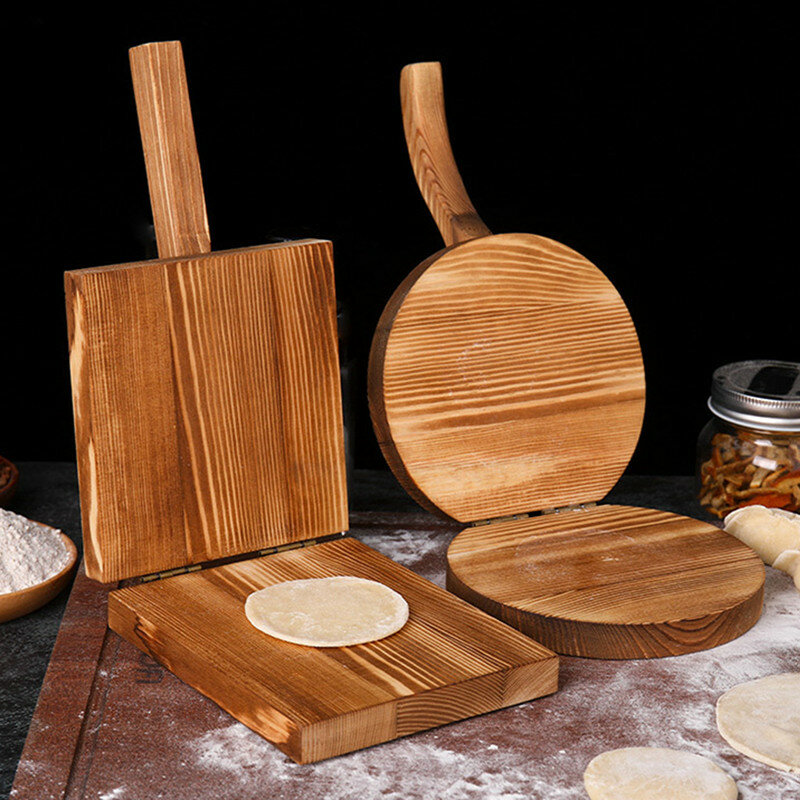 Press Flat Base Bakeware Tool Kitchen Supplies Press Wooden Dumpling Wrapper Presser Dough Presser Dumpling Mould