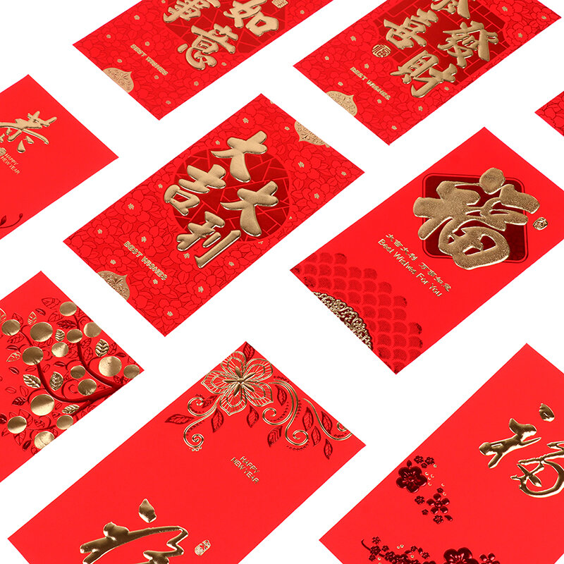 6 قطعة مهرجان الربيع الصيني هونغباو المغلف الأحمر للأموال محظوظ 2022 النمر السنة الجديدة هدية عبوة حمراء حقيبة المال