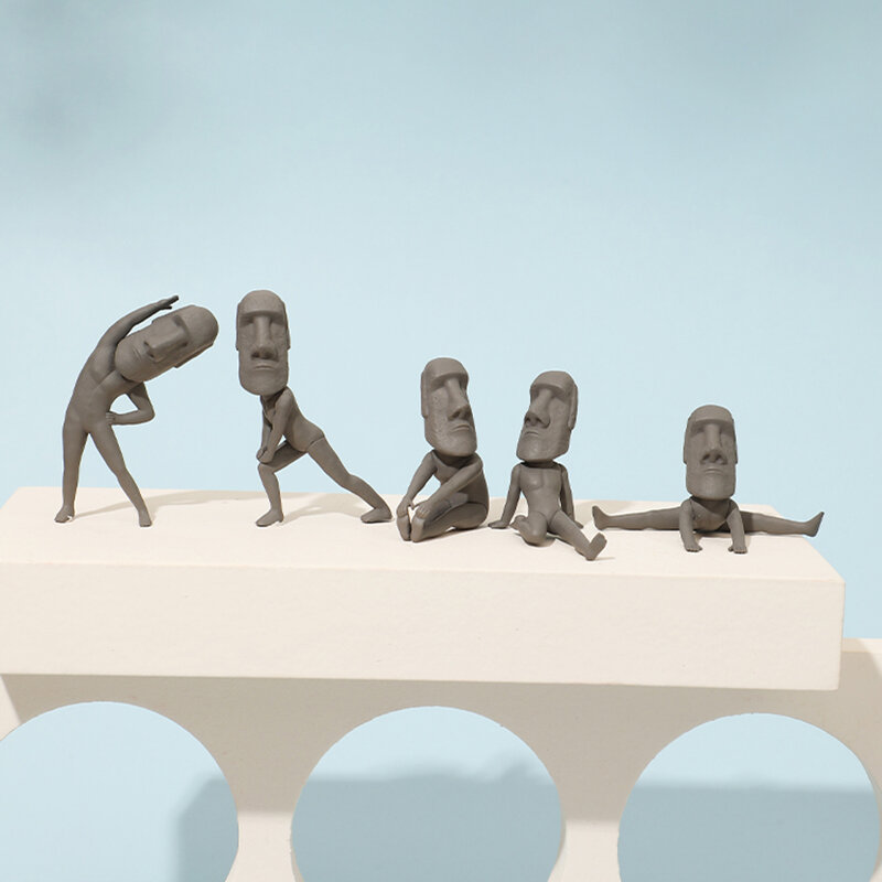 الكرتون تمثال Moai تمثال حجري الديكور مكاتب التماثيل المصغرة والمنحوتات عيد الفصح دمية تويست البيض زخرفة اكسسوارات المنزل