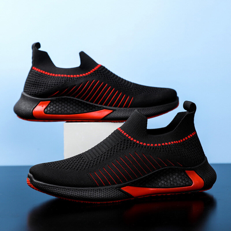حجم كبير حذاء رجالي 2022 جديد تنفس شبكة أحذية رياضية لل جوارب للرجال حذاء بدون كعب حذاء موضة مزيل العرق الرياضة حذاء رياضة