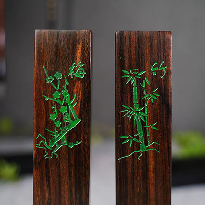1 زوج الخط خشبية ثقالة الورق اللوحة الصينية/الكتابة زهر البرقوق الأوركيد الخيزران أقحوان نمط ثقالة الورق #4