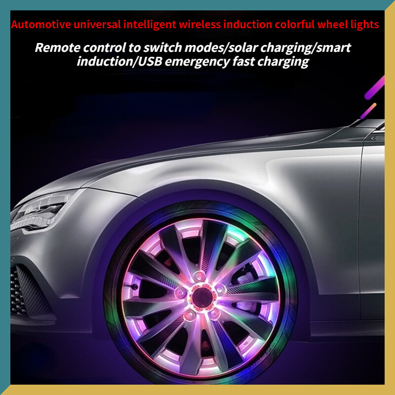 4 قطعة RGB سيارة محور أضواء مقاوم للماء الشمسية الذكية الاستشعار فلاش عجلة الاطارات حافة أضواء لسيارة سيارة الديكور الملونة أجواء مصباح