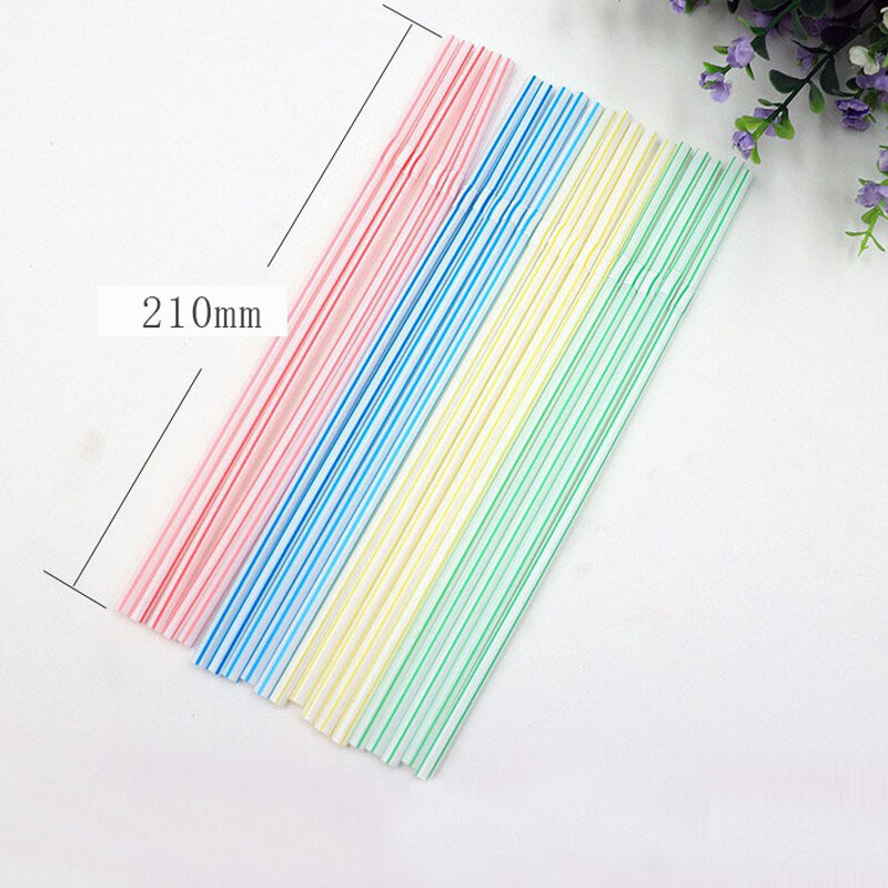 100Pcs Disposable Elbow Plastic Straws For Kitchen Utensils Bar Party Drink Accessories Striped Bendable Cocktail Straws