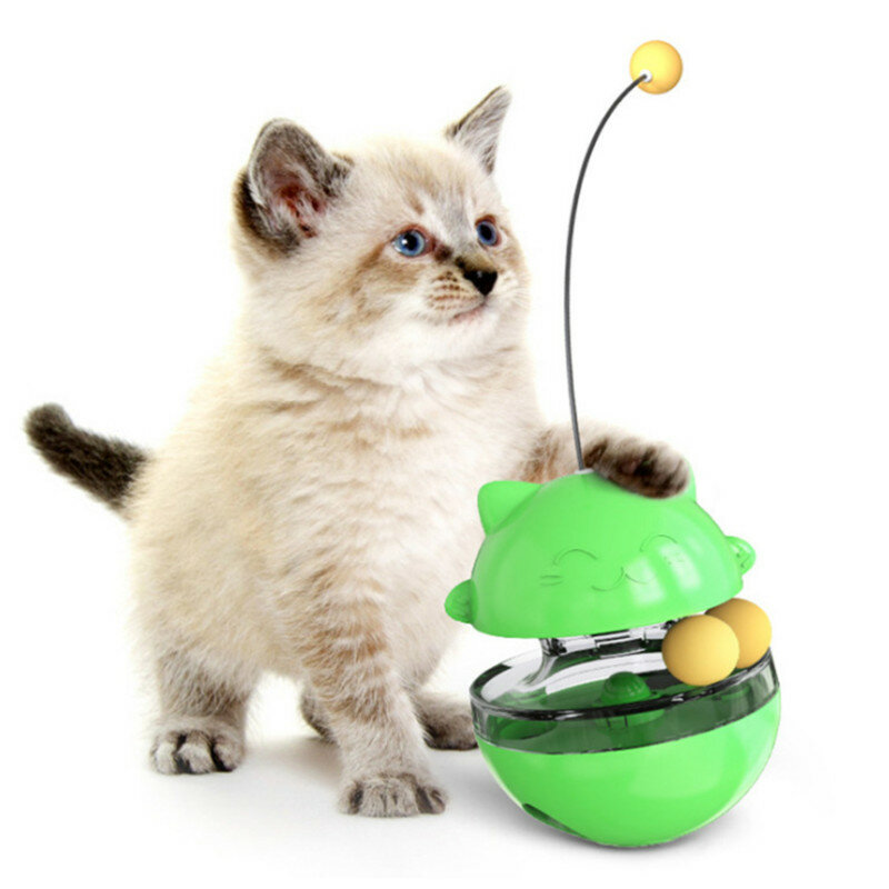 بهلوان القط لعبة مع الكرة التفاعلية القط بطيئة الغذاء الترفيه لعبة جذب انتباه القط قابل للتعديل يمكن أن تعقد وجبة خفيفة