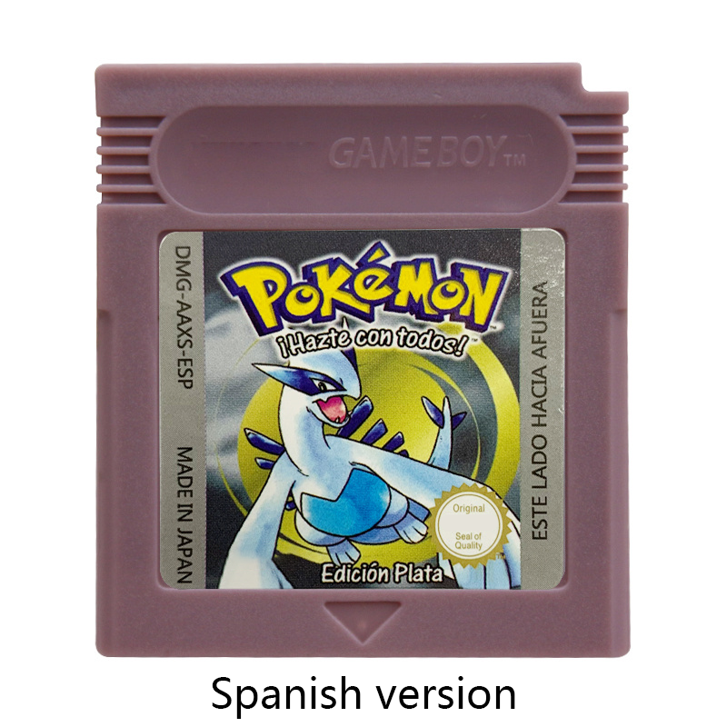 سلسلة البوكيمون النسخة الاسبانية 16 بت GBC لعبة كاسيت الكلاسيكية الأحمر الأخضر كريستال الفضة ل GBC لعبة فيديو خرطوشة وحدة التحكم