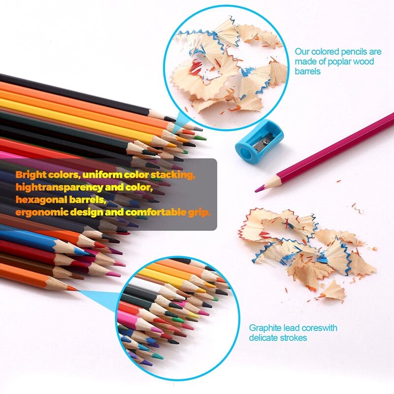 72 أقلام ملونة ل كتب تلوين للكبار المهنية تلوين مجموعة رسم أقلام تلوين مع نشمر حقيبة قماش قنب