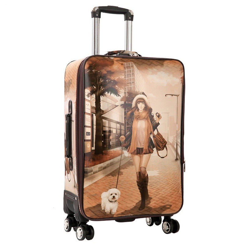 غراسدريم 24 حقيبة حمل مع عجلات فتاة وأطفال حقيبة مدرسيّة تحمل رسومات كرتون الأمتعة حقيبة سفر حقائب تسوق حقائب الأطفال