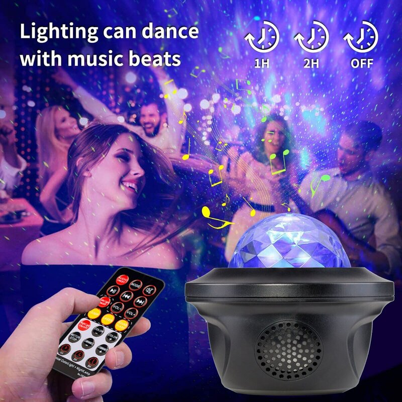 جهاز عرض LEDStar مصباح صوتي مدمج عاكس الضوء USB للشحن بألوان متغيرة إضاءة محيطية للحفلات المنزلية