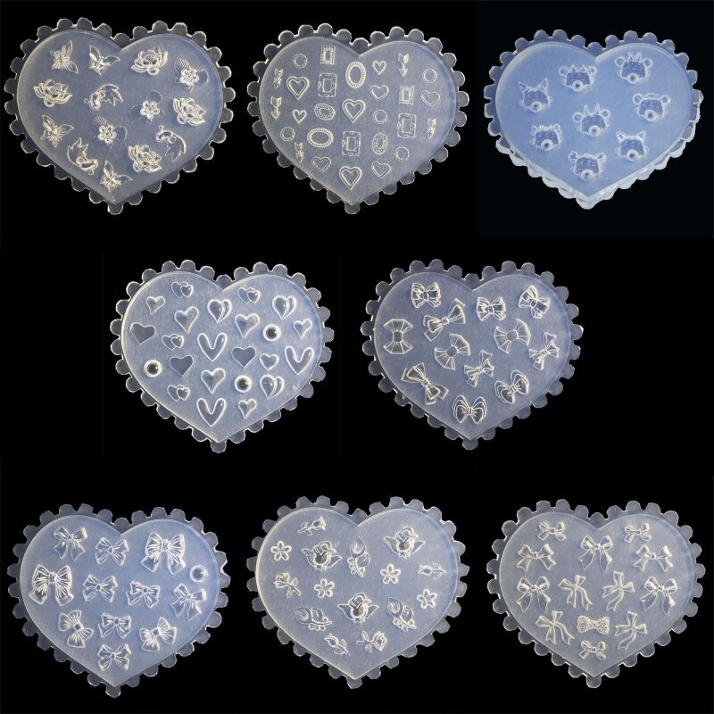 3D Nail Art Silicone Carved Mold Acrylic Nail Art Tools Nail Art Decor Mold Nail Art Template Mould Resin Jewelry Molds LXAE #5