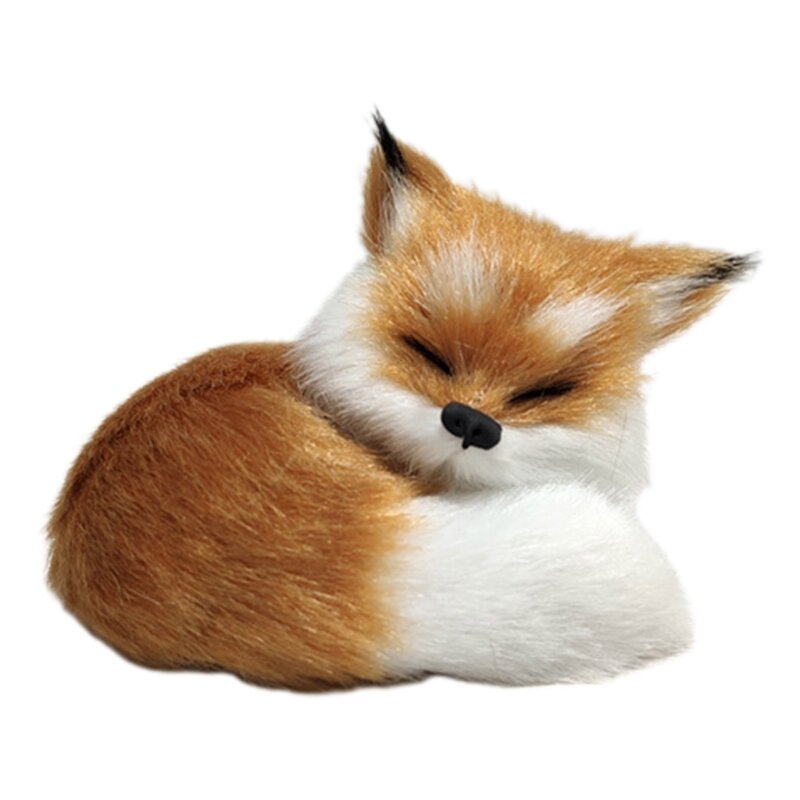 8cm Plush Interactive Toy Fox with Sleeping Posture for Living Room Desk Decor
