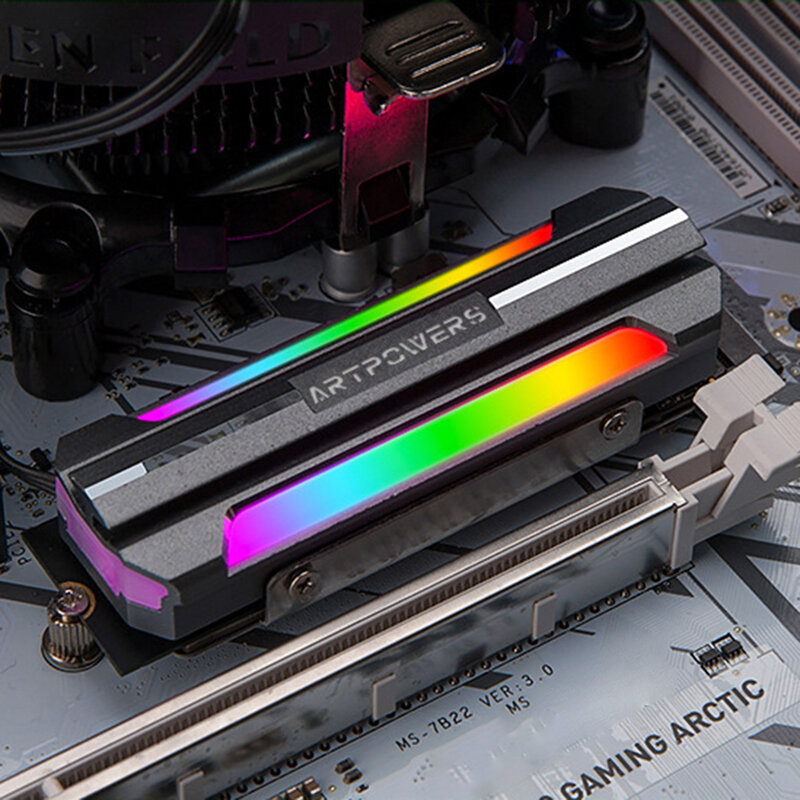 الألومنيوم RGB M.2 القرص الصلب SSD المبرد المبرد التبريد منصات السيليكون الحرارية برودة M2 2280 NVME المبرد ملحقات الكمبيوتر