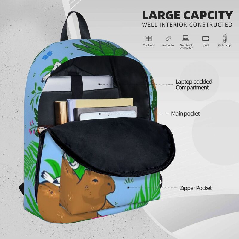 Capybara Is My Spirit حقائب ظهر حيوانات سعة كبيرة للأطفال حقيبة مدرسية حقيبة كتف حقيبة كمبيوتر محمول حقيبة ظهر عادية للسفر #4