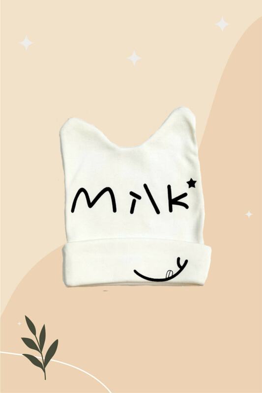 الحليب مكتوبة 3'lü بتمشيط القطن القبعات (0-6 أشهر)