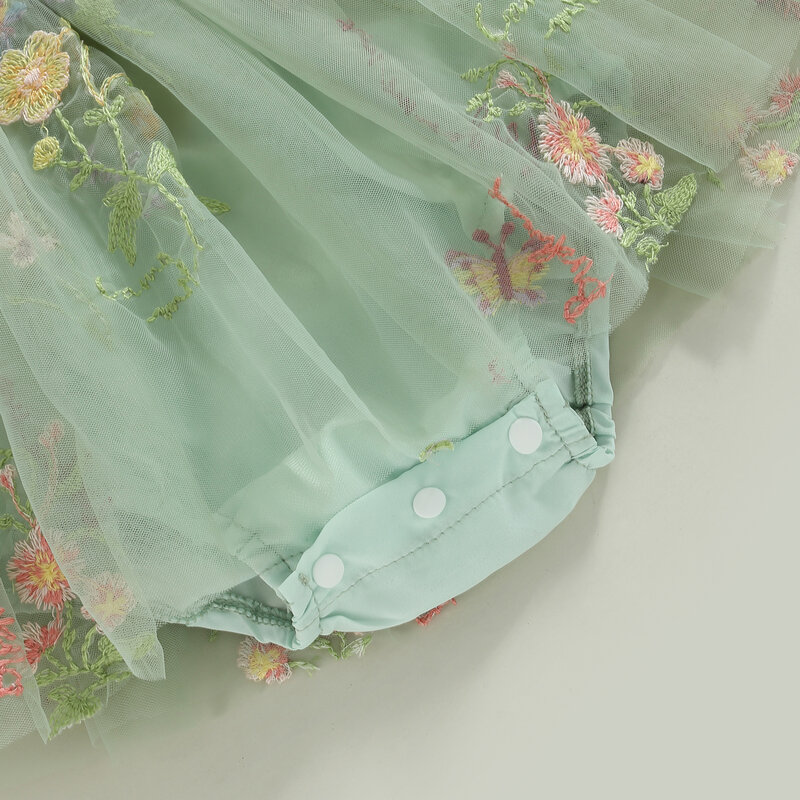 الوليد الطفل بنات الصيف رومبير فستان الأميرة الرضع الفتيات أنيقة التطريز الزهور شبكة تول حللا فستان