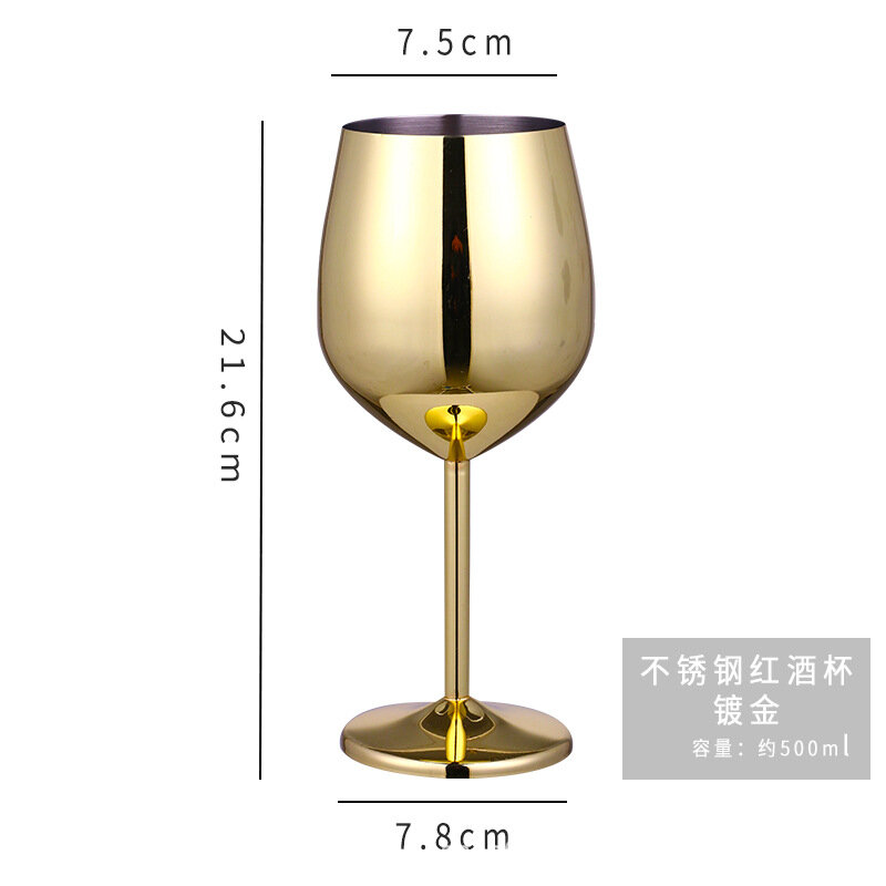 الفولاذ المقاوم للصدأ الشمبانيا كأس النبيذ الزجاج كوكتيل الزجاج الإبداعية المعادن النبيذ الزجاج بار مطعم كأس زجاجة ماء الذهب الوردي