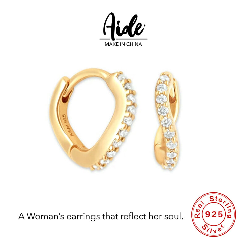Aide 925 Sterling Silver Geometric Wave earring Pave Zircon Ladies earring Fashion Charm European Jewelry Holiday Gift 2022 New